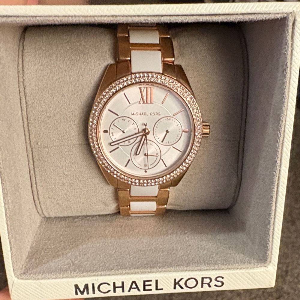 Michael Kors Rose Gold and White Women's Watch